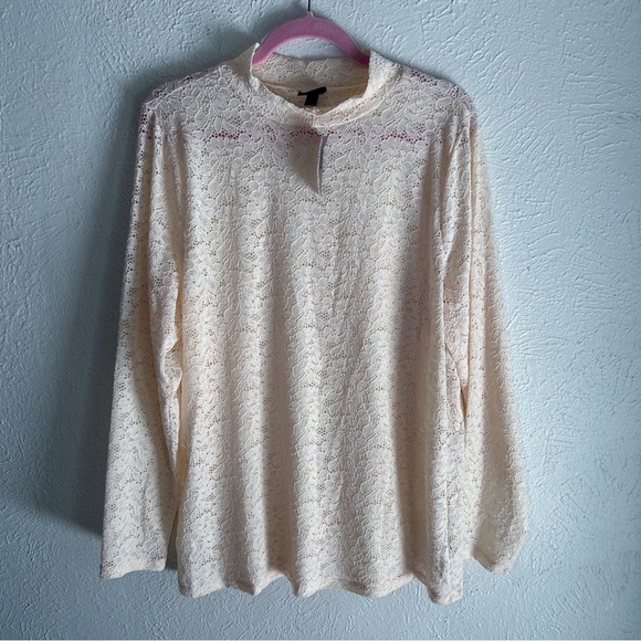 Torrid Stretch Lace Mock Neck Long Sleeve Top Cottagecore Sz 2 - Picture 2 of 5
